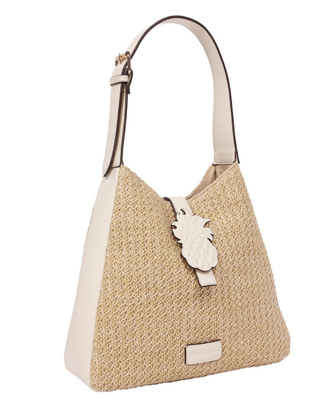 Tommy Bahama Straw Hobo Bag with Ivory Trim - Picture 2 of 4